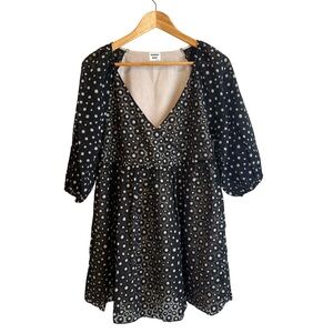 Sunday Best Black and Cream Bonita Babydoll Mini Dress Size Small